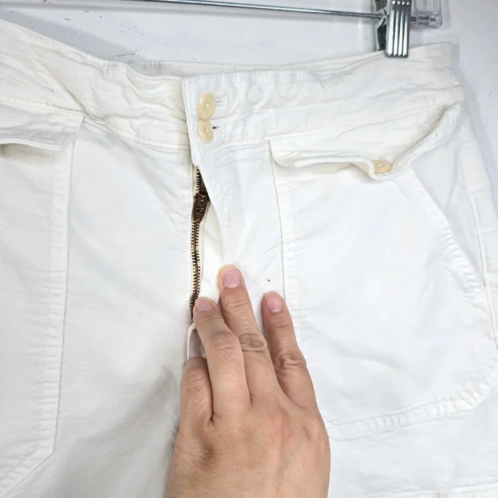 J Crew White Flap Front Pocket High Waist Cargo Shorts